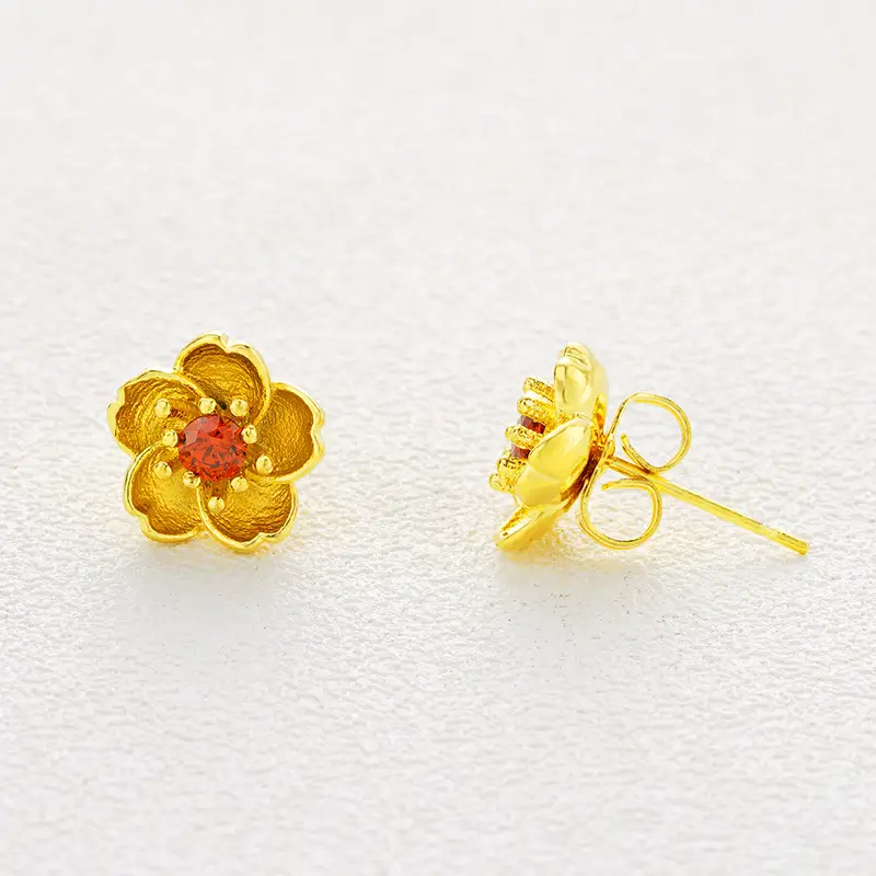 Women Gold-Plated Daisy Jewelry Set Necklace Ring Earrings