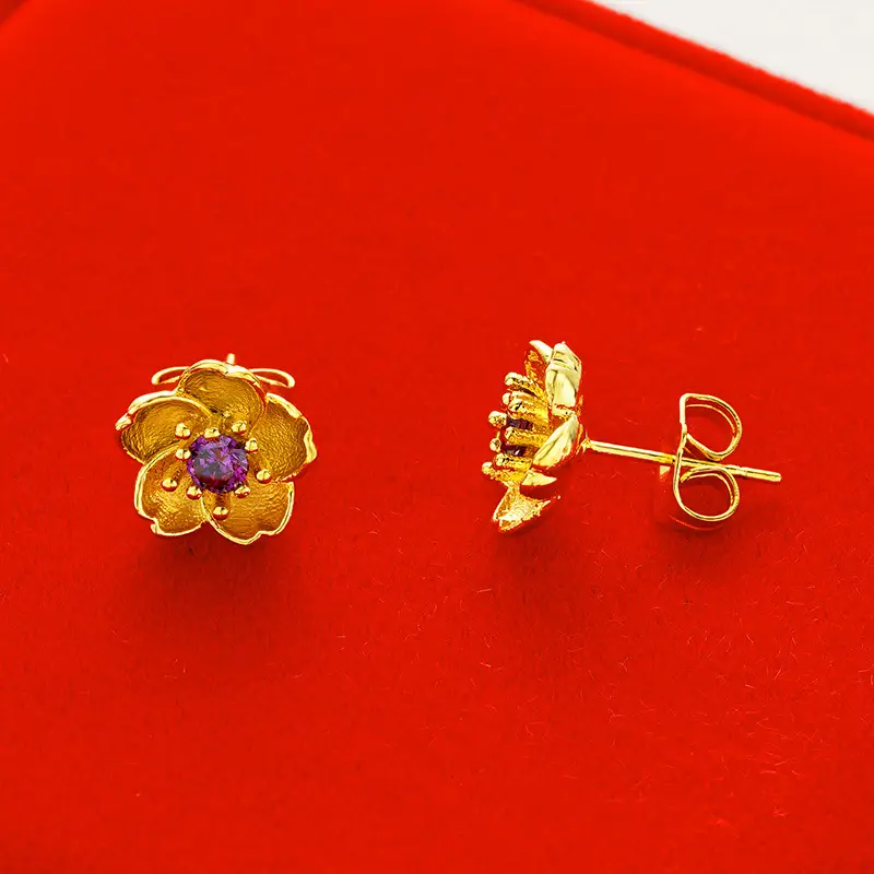 Women Gold-Plated Daisy Jewelry Set Necklace Ring Earrings