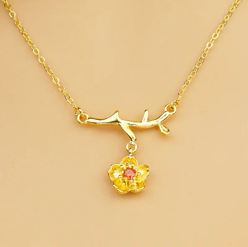 Women Gold-Plated Daisy Jewelry Set Necklace Ring Earrings