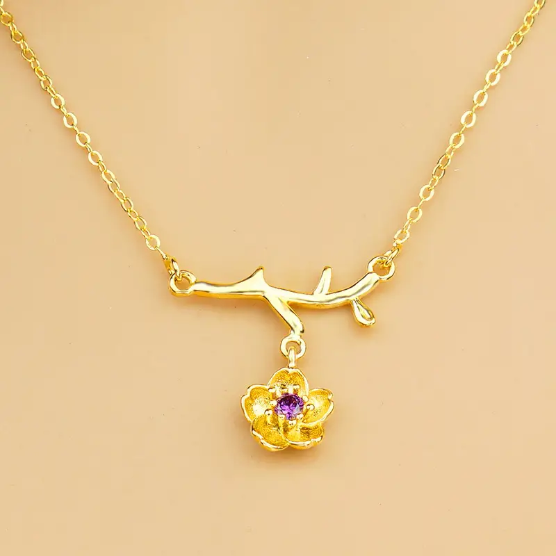 Women Gold-Plated Daisy Jewelry Set Necklace Ring Earrings