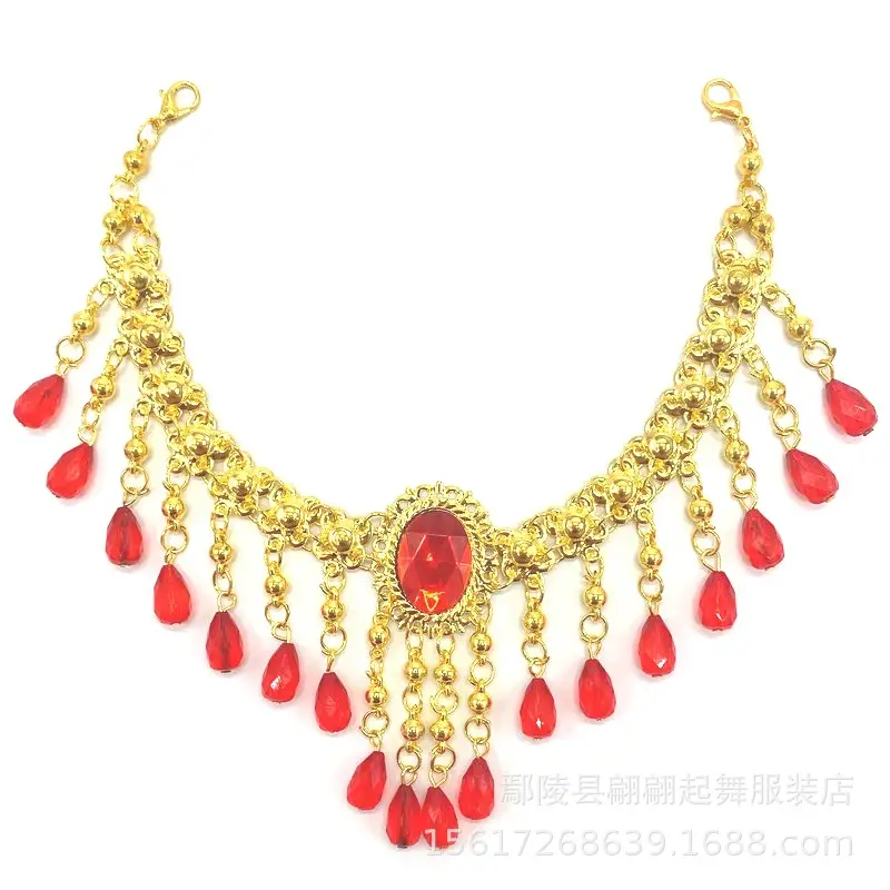 Red Belly Dance Costume with Coin Jewelry Set