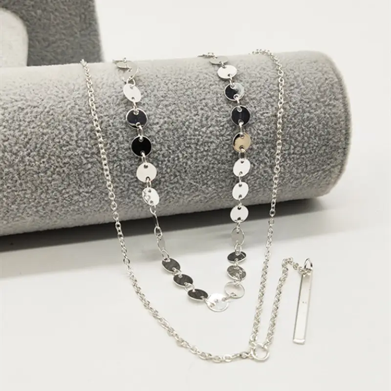 Women Double Layer Gold Necklace with Pendant