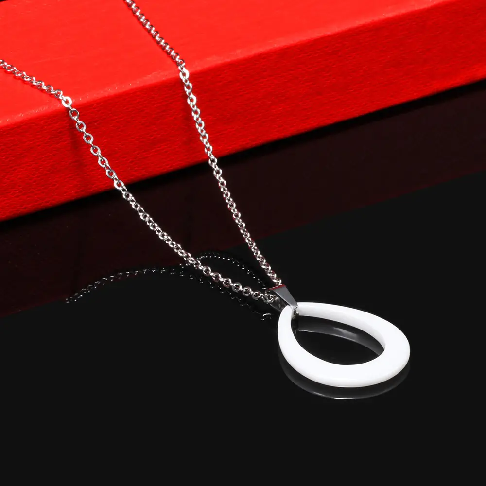 Black & White Water Drop Ceramic Necklace for Women