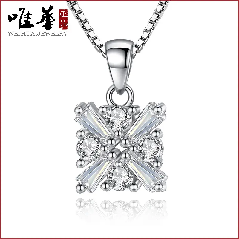 Silver Geometric Flower Pendant Necklace for Women
