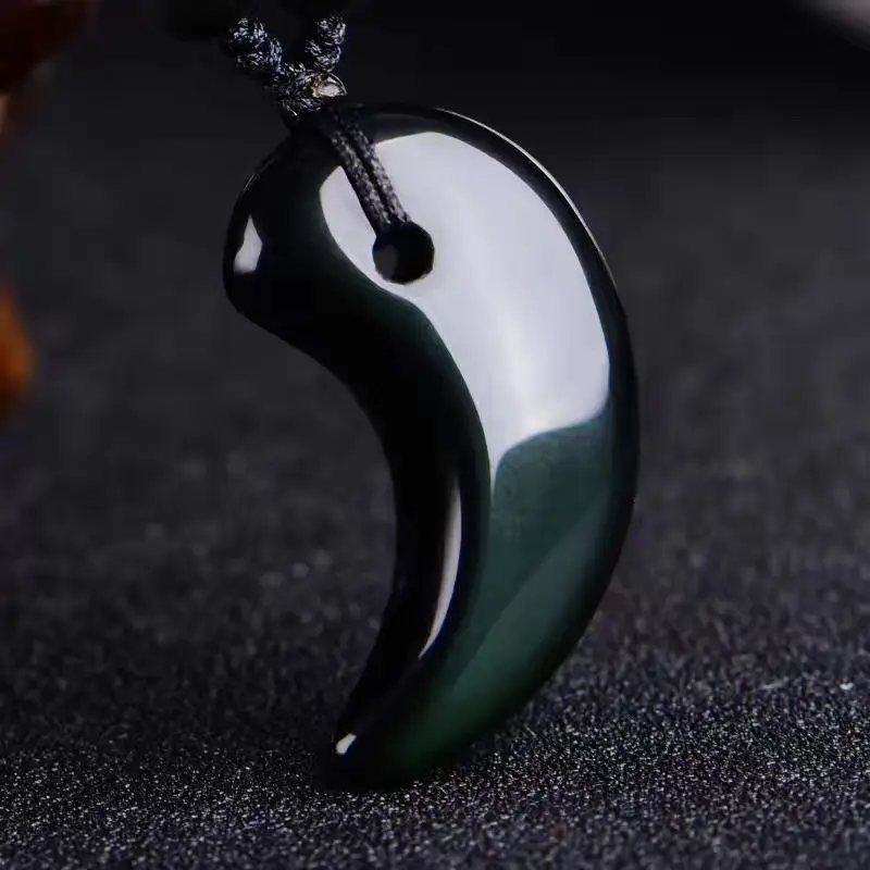 Natural Eye Obsidian Yin Yang Pendant for Men Women