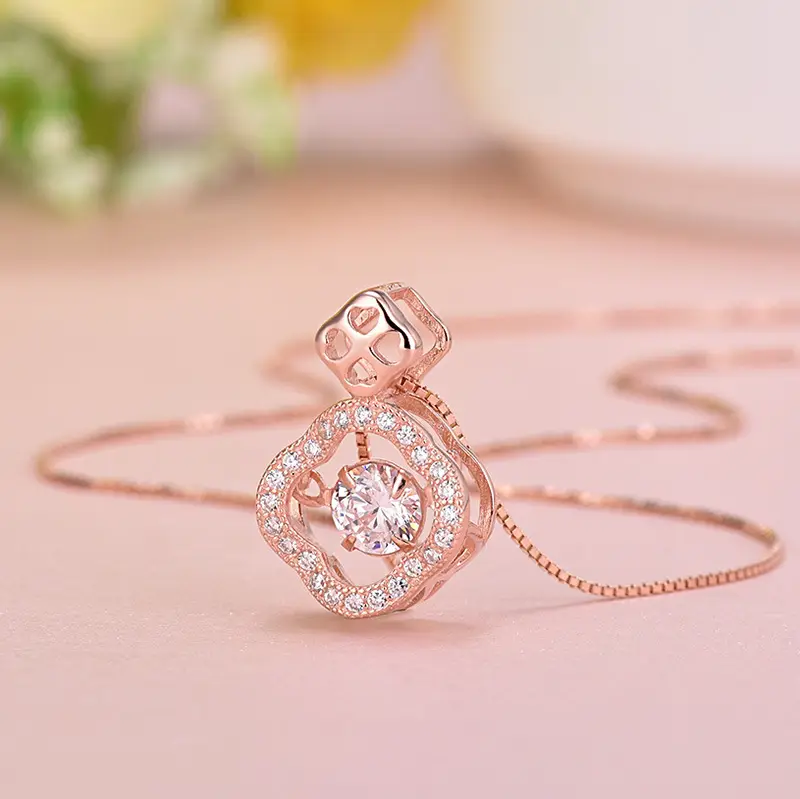 925 Silver Four-Leaf Clover Pendant with Micro Diamonds