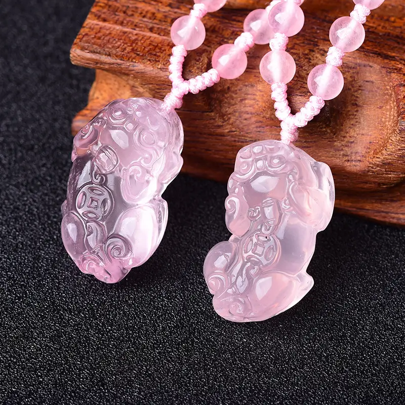 Pink Crystal Pixiu Necklace Couple Charm