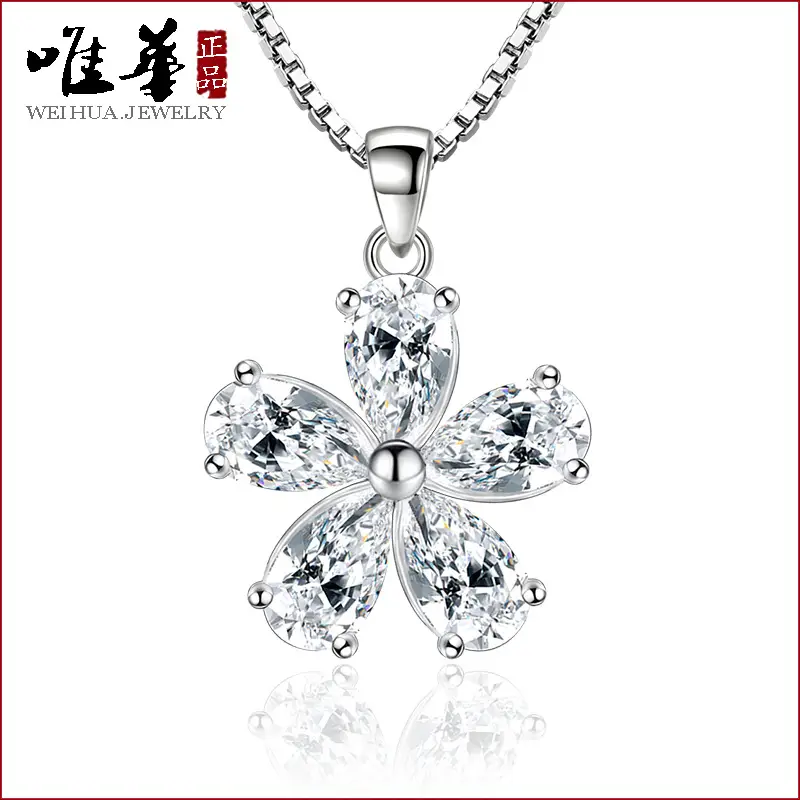 Women Pear-Shaped Flower Necklace Pendant