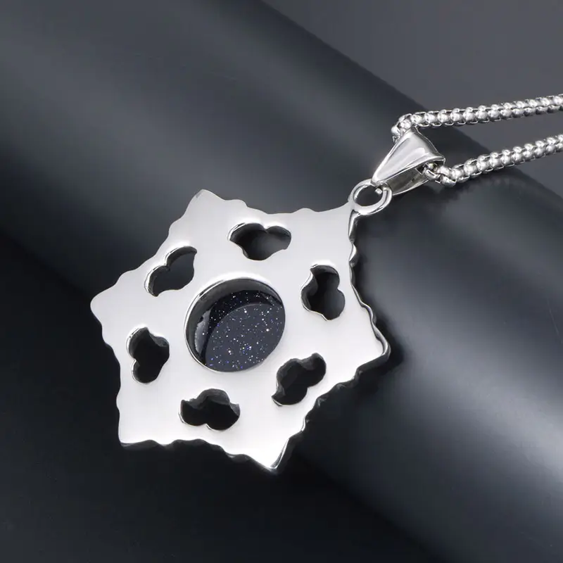 Blue Stone Star Pendant Necklace for Men Women