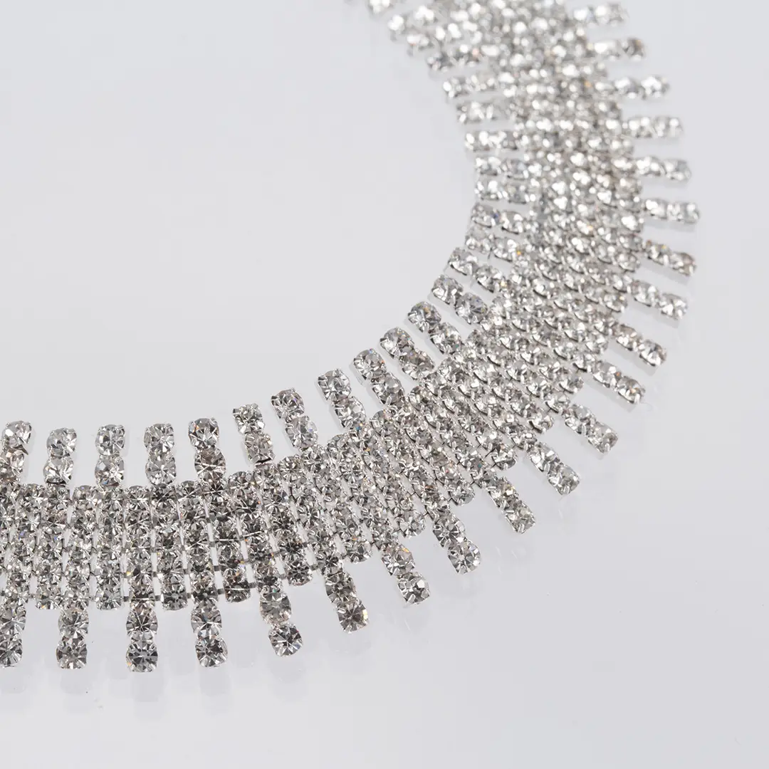 Shiny Rhinestone Choker Necklace Silver Women Fashion Jewelry