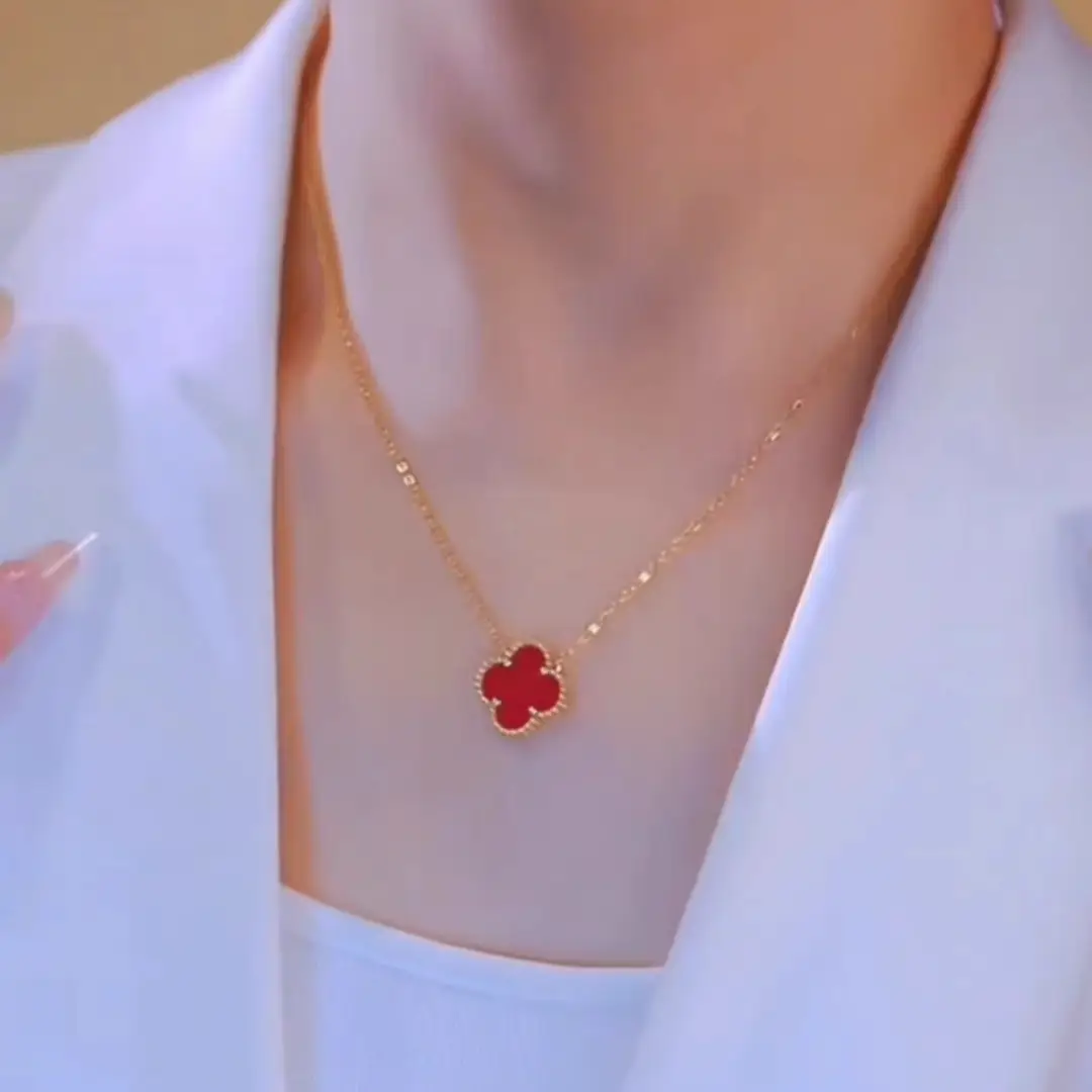 Lucky Four-Leaf Red Titanium Steel Necklace