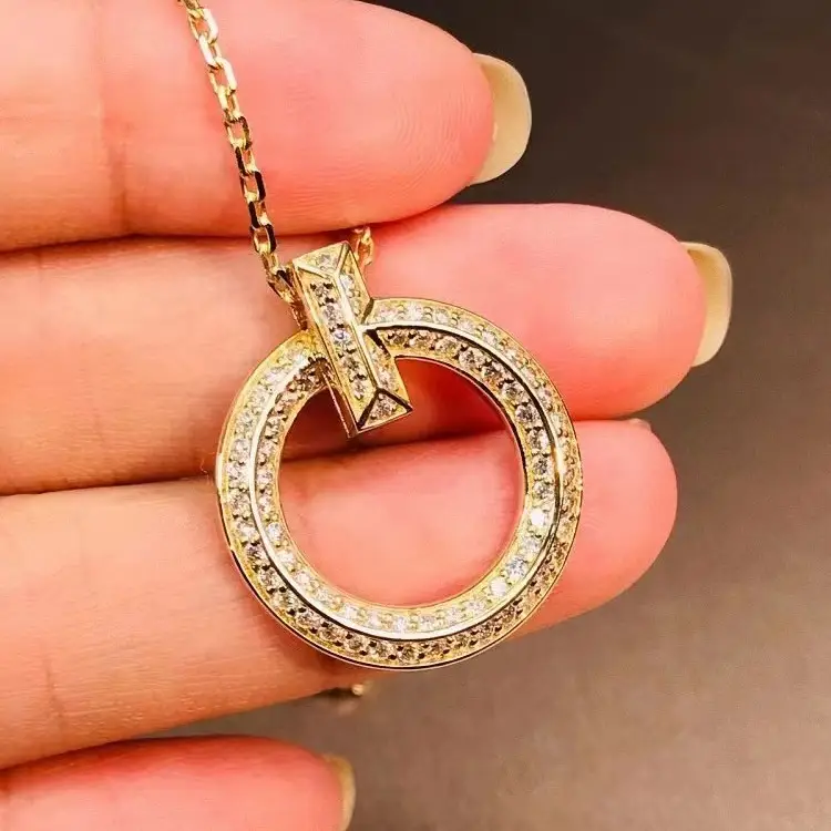 Diamond Ring Necklace Gold Rose Gold Clavicle Chain