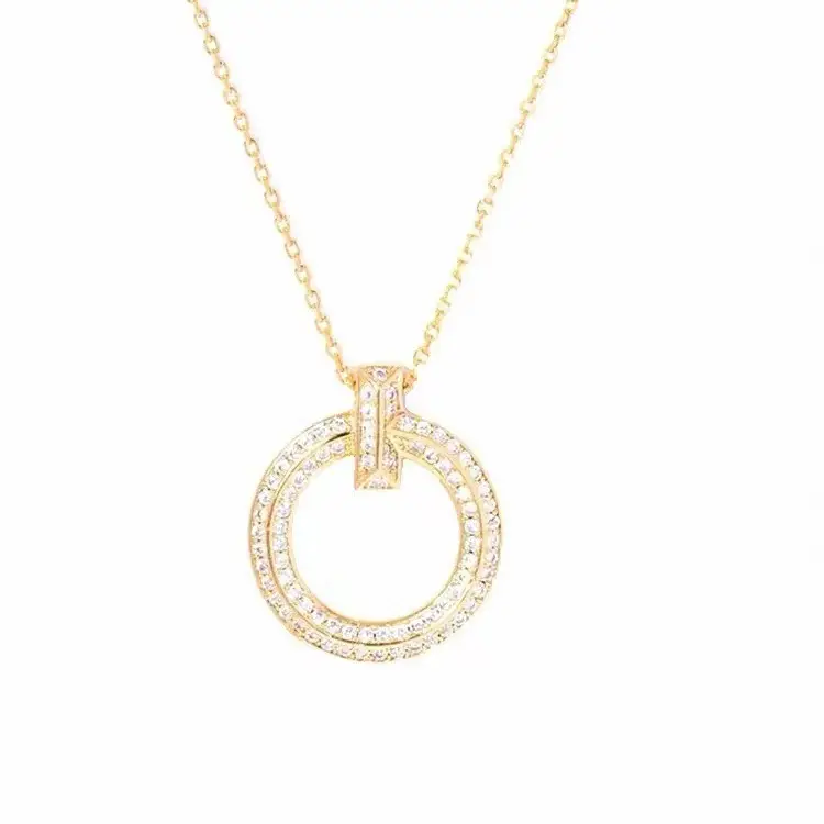 Diamond Ring Necklace Gold Rose Gold Clavicle Chain