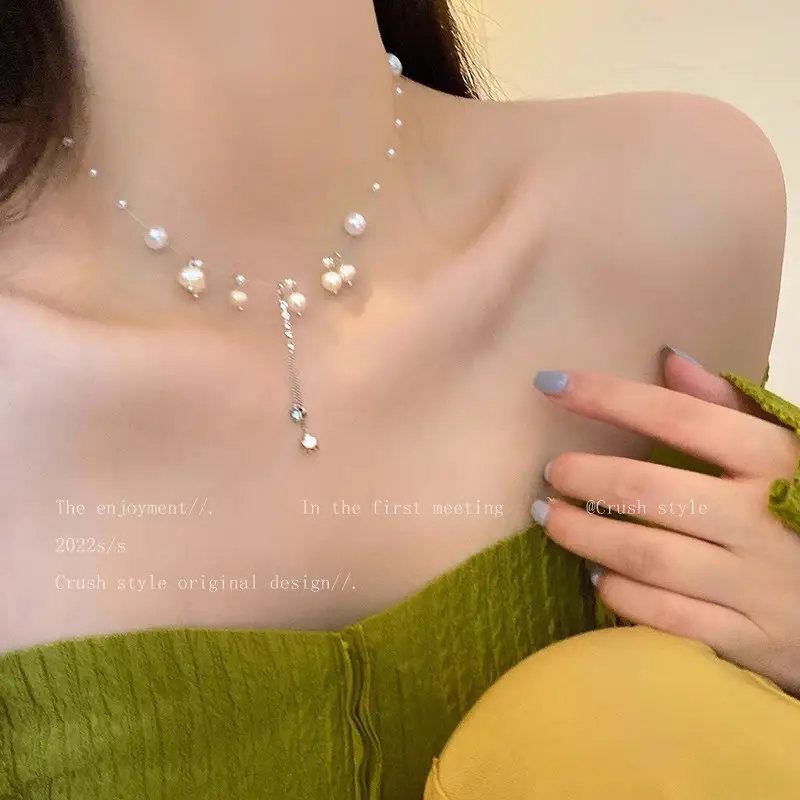 Summer Pearl Necklace Women Luxury Clavicle Chain