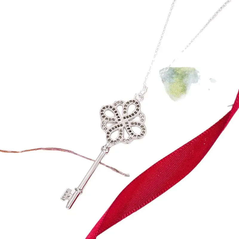 Chinese Knot Key Necklace Gold & Silver Long Chain Jewelry