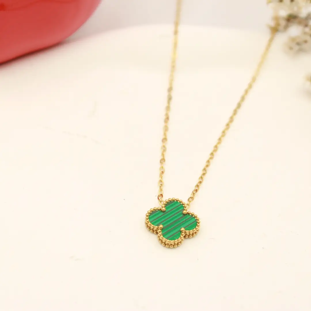 Red Four-Leaf Clover Pendant Necklace for Women