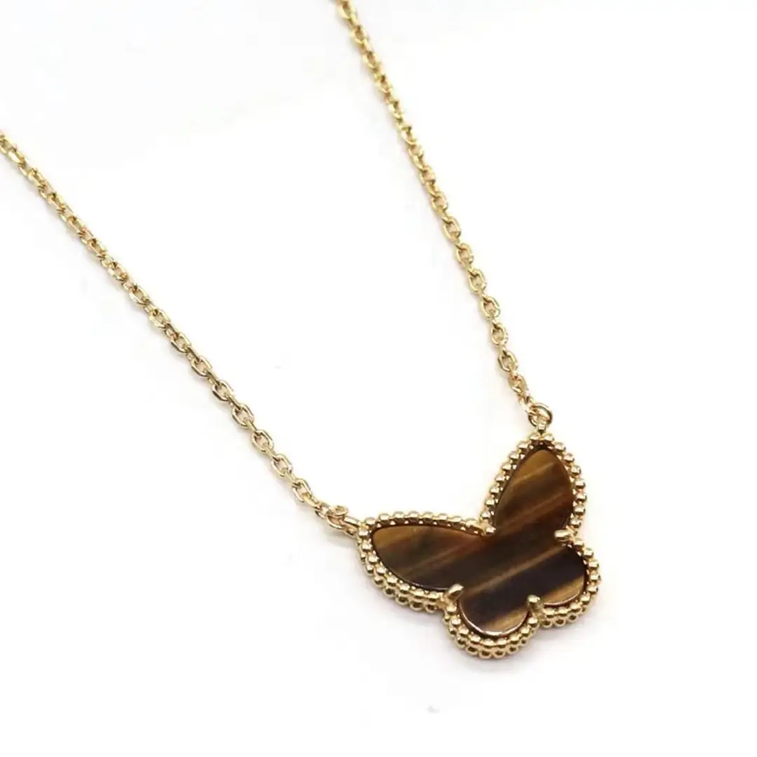Blue Butterfly Necklace Gold Silver White Fritillaria Elegant Daily Wear