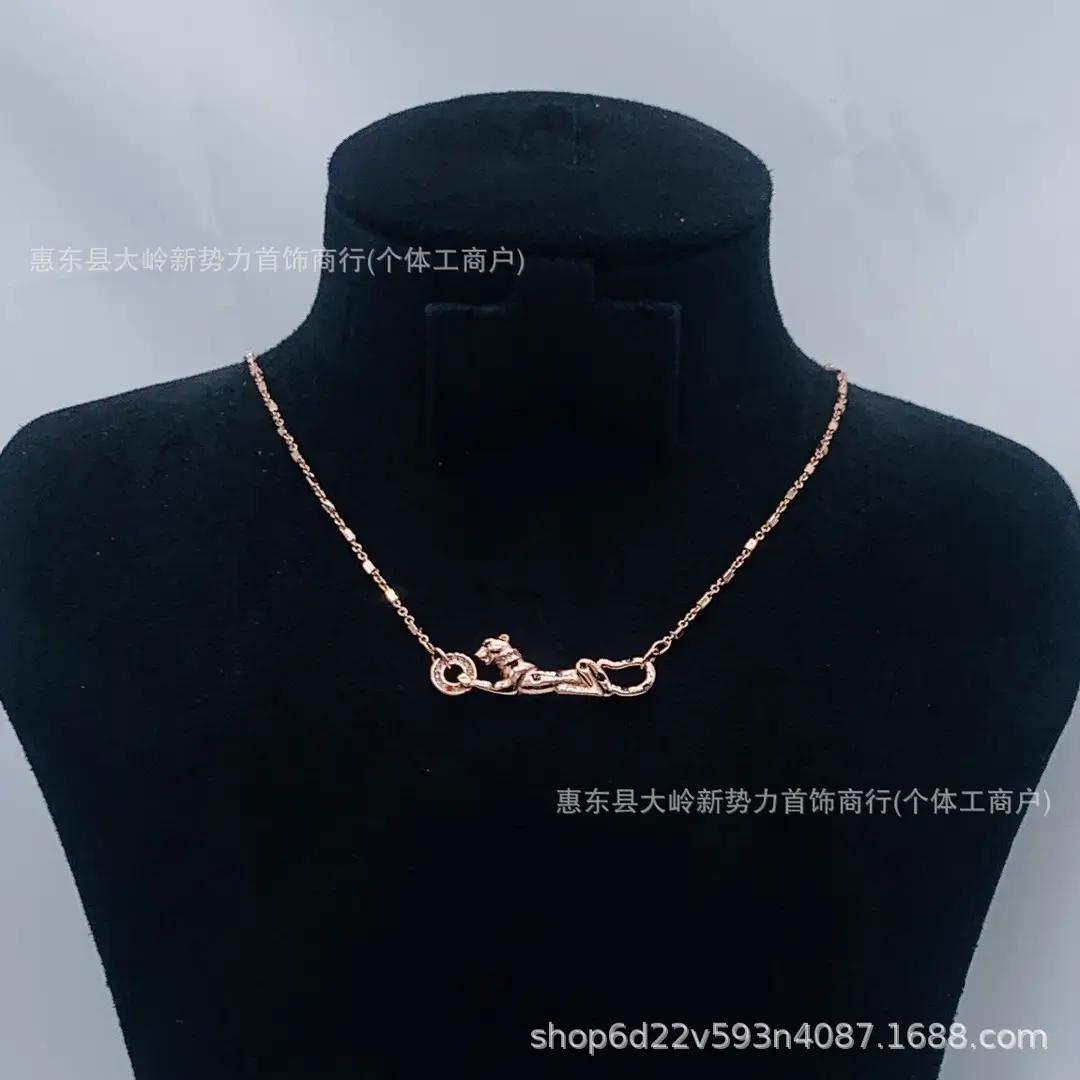 Leopard Rhinestone Necklace Women Trendy Daily Wear