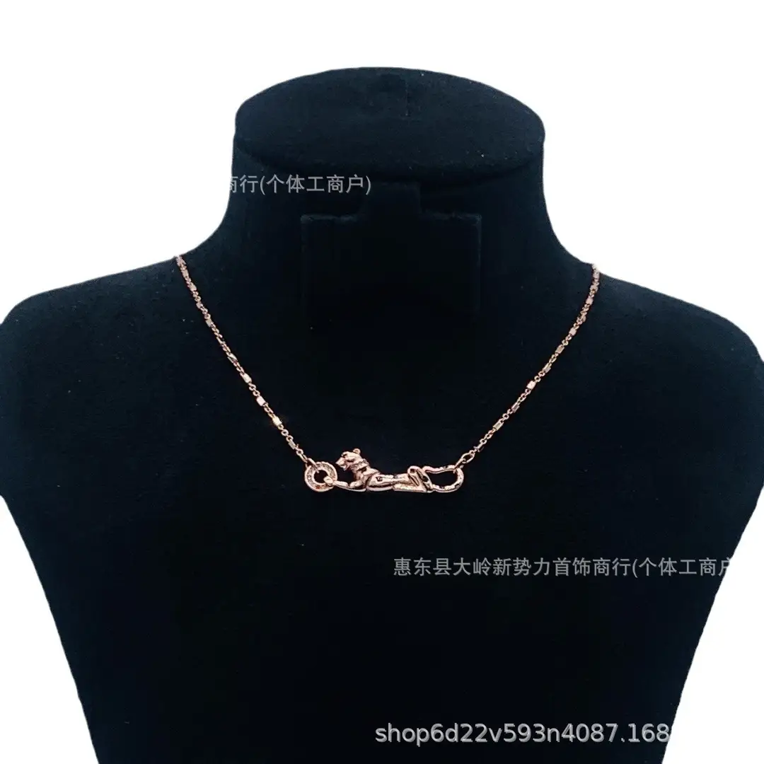 Leopard Rhinestone Necklace Women Trendy Daily Wear
