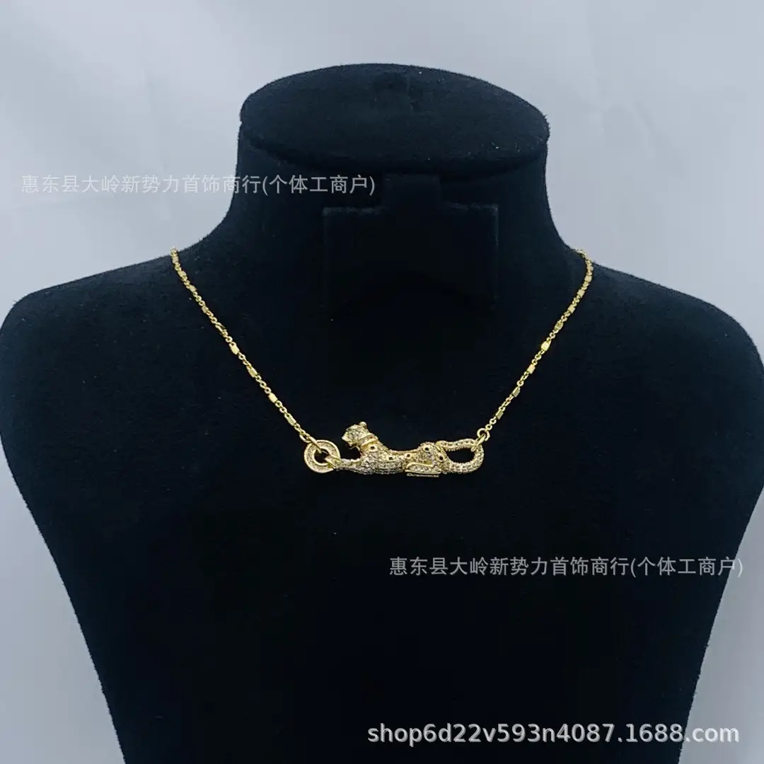 Leopard Rhinestone Necklace Women Trendy Daily Wear