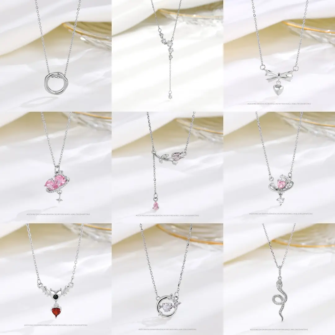 S925 Sterling Silver Versatile Sterling Silver Necklace Elegant Niche Jewelry Simple High-end Sense Personality Clavicle Chain Women's Accessories