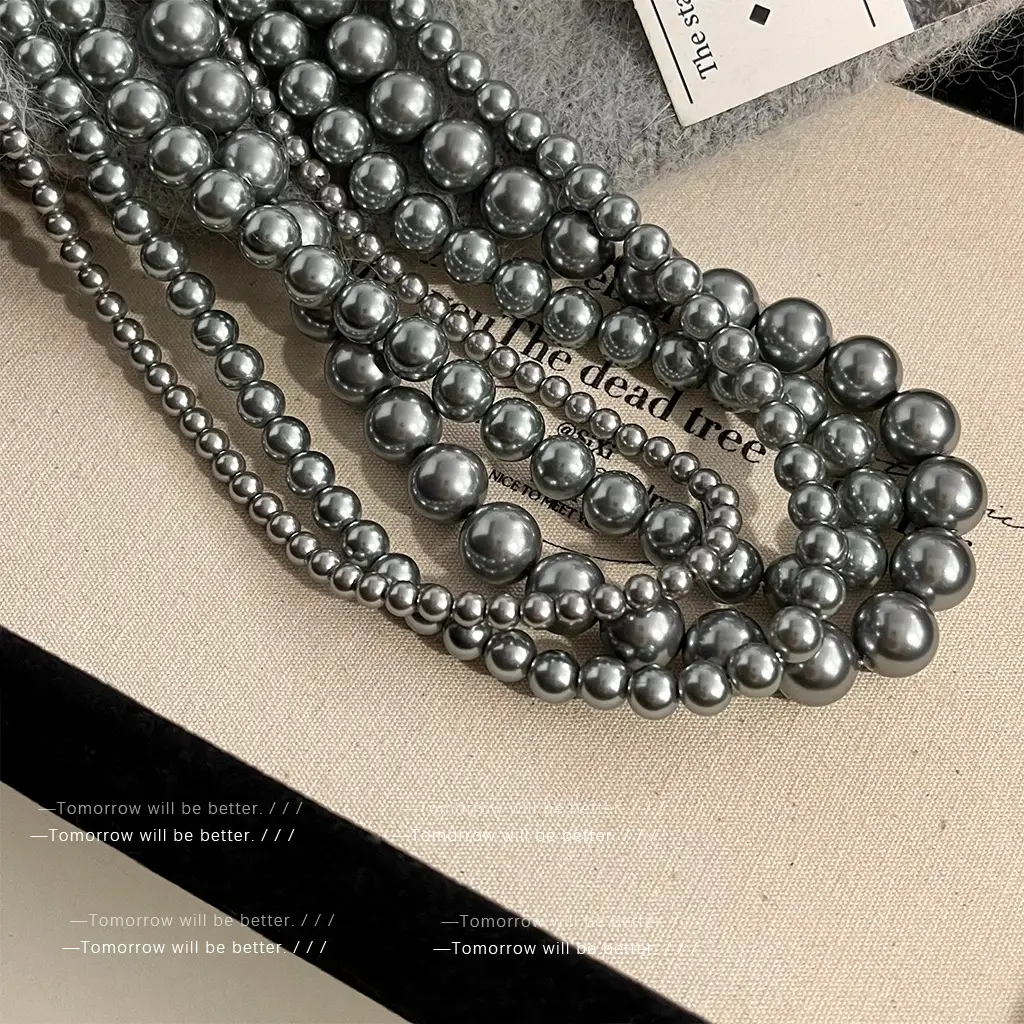Gray Pearl Necklace Women 8mm Stylish Daily Wear