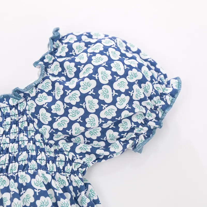 Little Maven Girls Blue Floral Cotton Summer Top