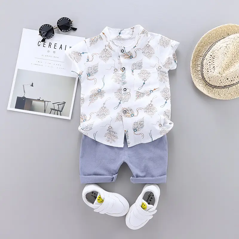 Trendy Boys Shirt Shorts Set Summer Casual Wear