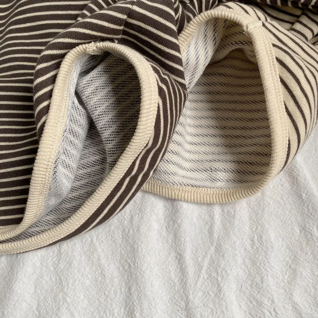 Kids Striped Long Sleeve Sweatshirt Loose Fit Beige Brown