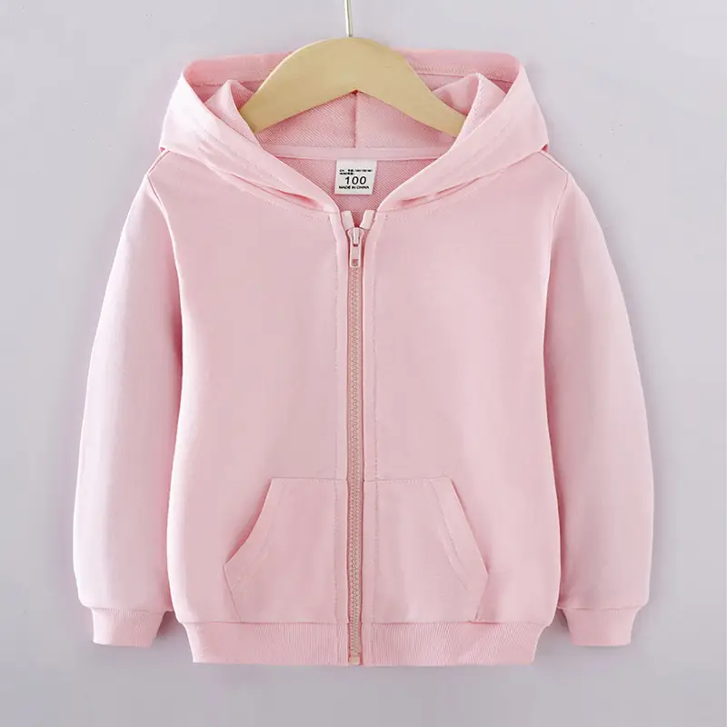 Kids Red Hoodie Zipper Casual Top