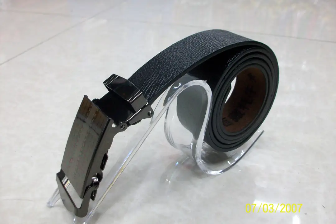Men's Black Leather Belt with Silver Buckle