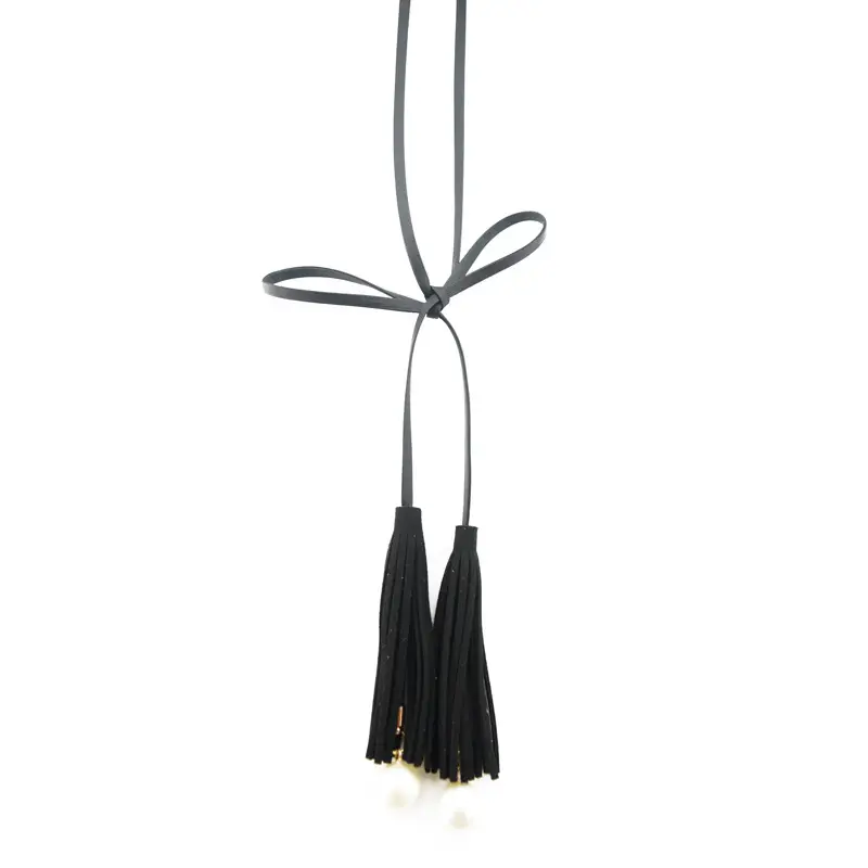 Women Pearl Tassel Waist Belt Multi Color Thin Rope