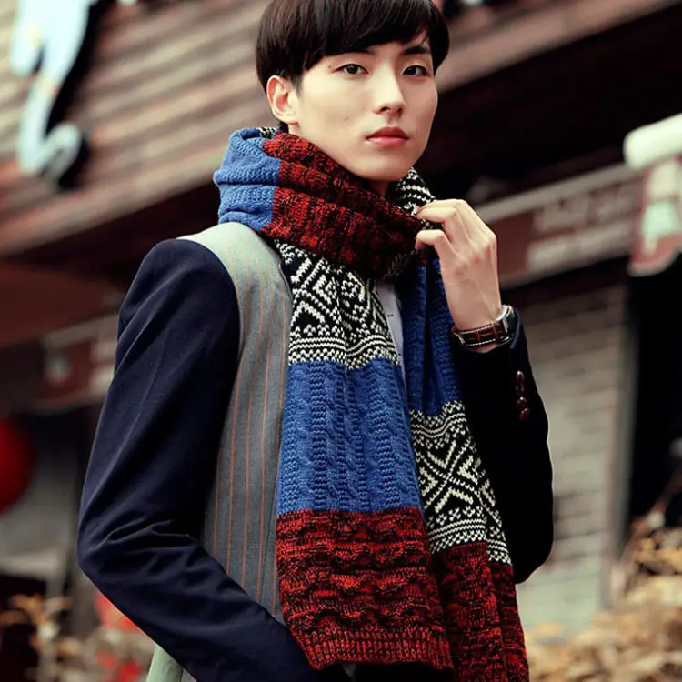 Men's Korean Knitted Winter Scarf Wool Warm Thick