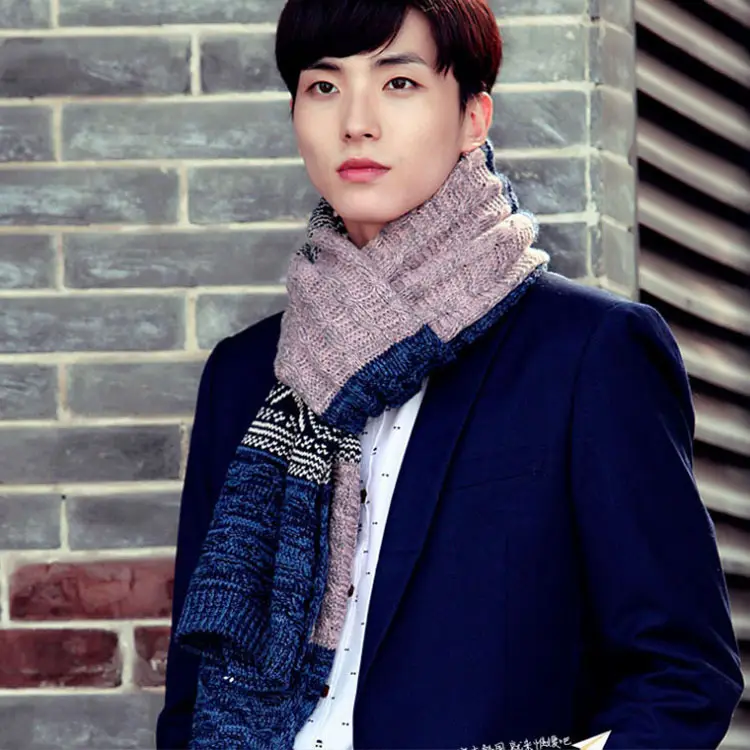 Men's Korean Knitted Winter Scarf Wool Warm Thick