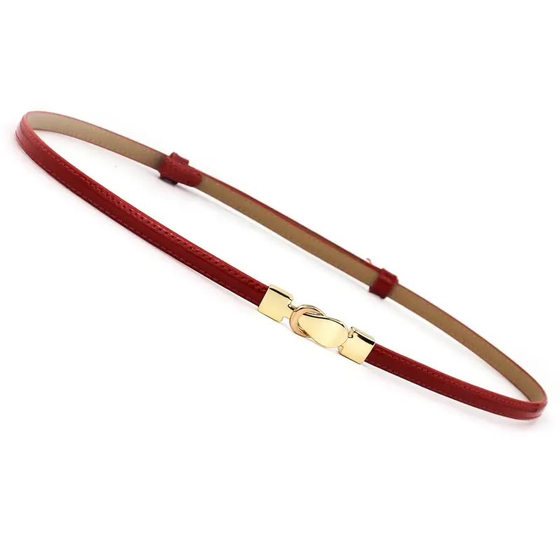 Women's Black Genuine Leather Belt with Gold Buckle