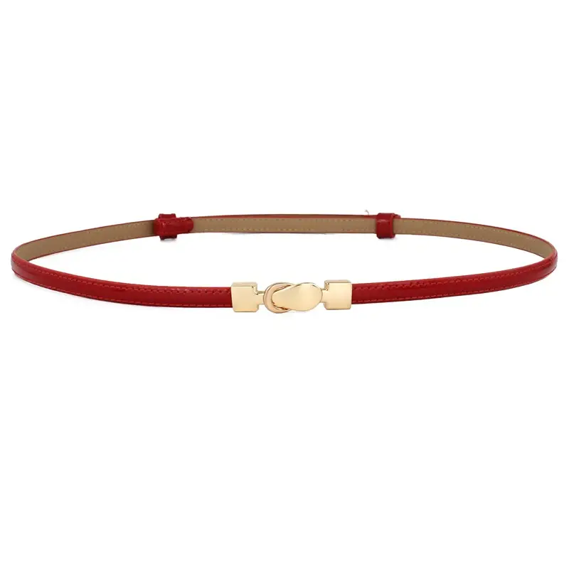 Women's Black Genuine Leather Belt with Gold Buckle