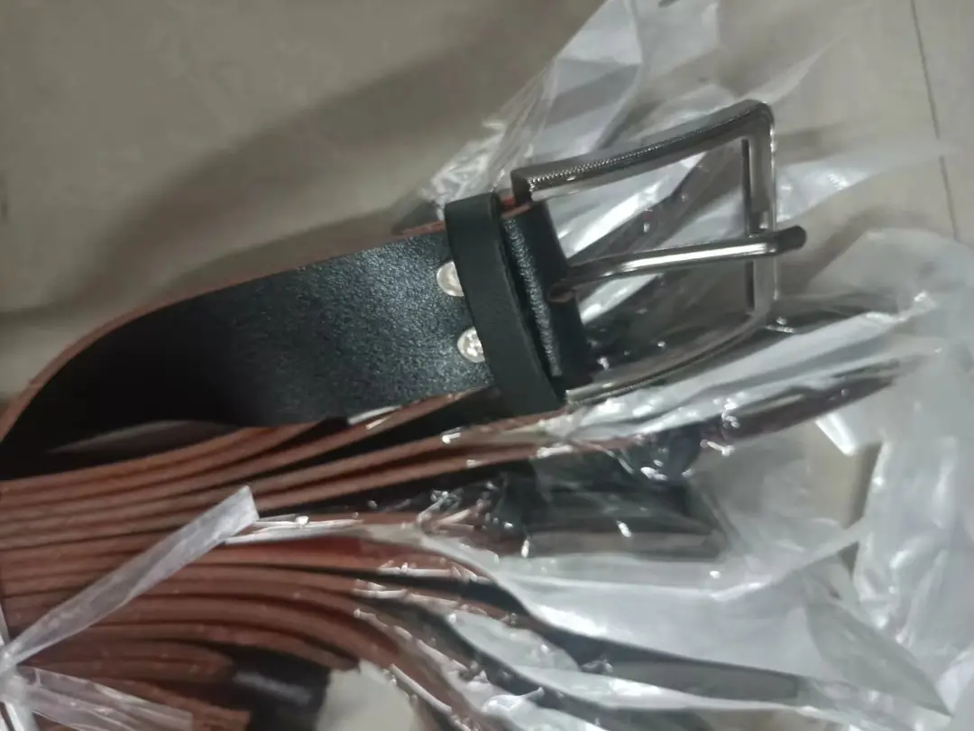 Black Pigskin Work Belt with Silver Pin Buckle