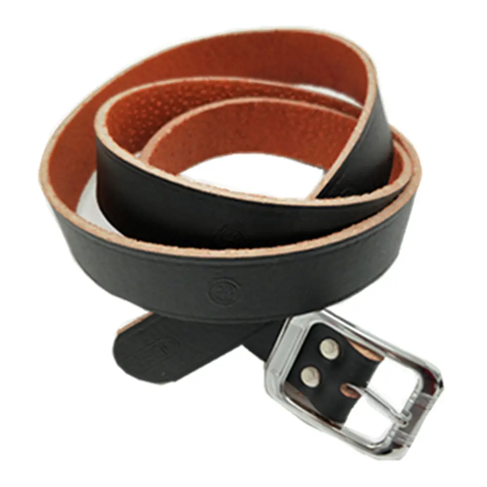 Black Pigskin Work Belt with Silver Pin Buckle
