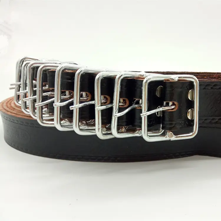 Black Pigskin Work Belt with Silver Pin Buckle
