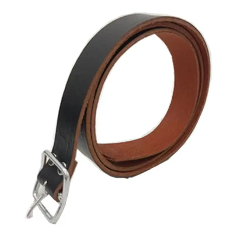 Black Pigskin Work Belt with Silver Pin Buckle