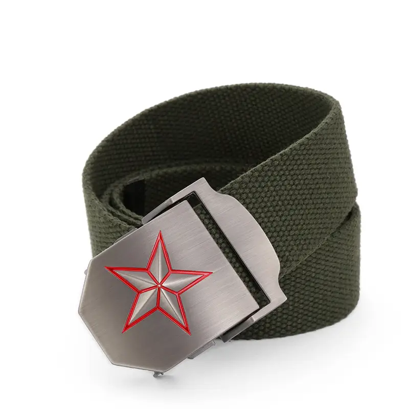 Men Canvas Tactical Belt Black 110cm Outdoor
