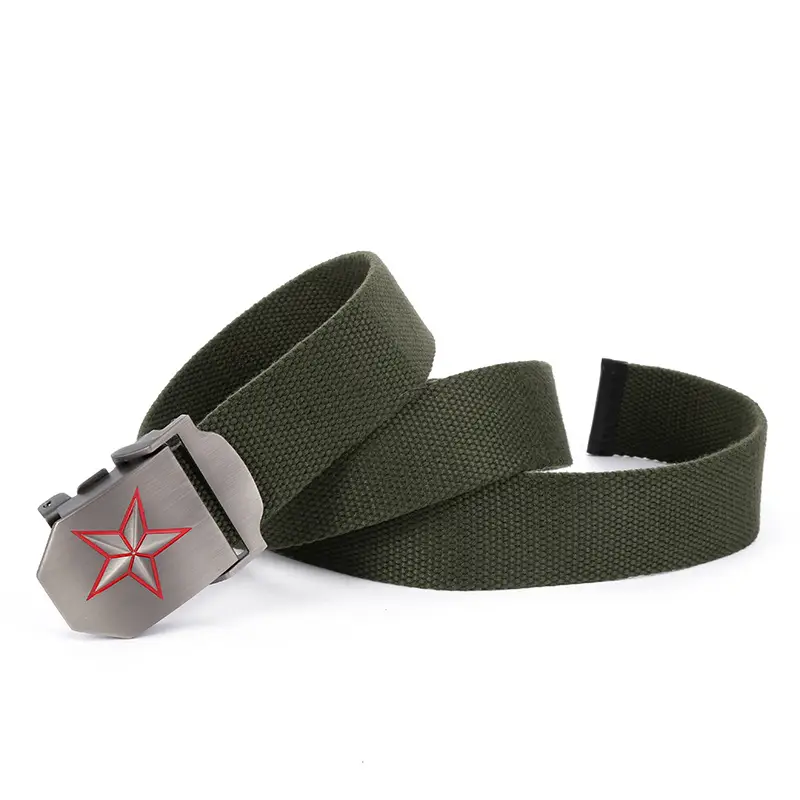 Men Canvas Tactical Belt Black 110cm Outdoor
