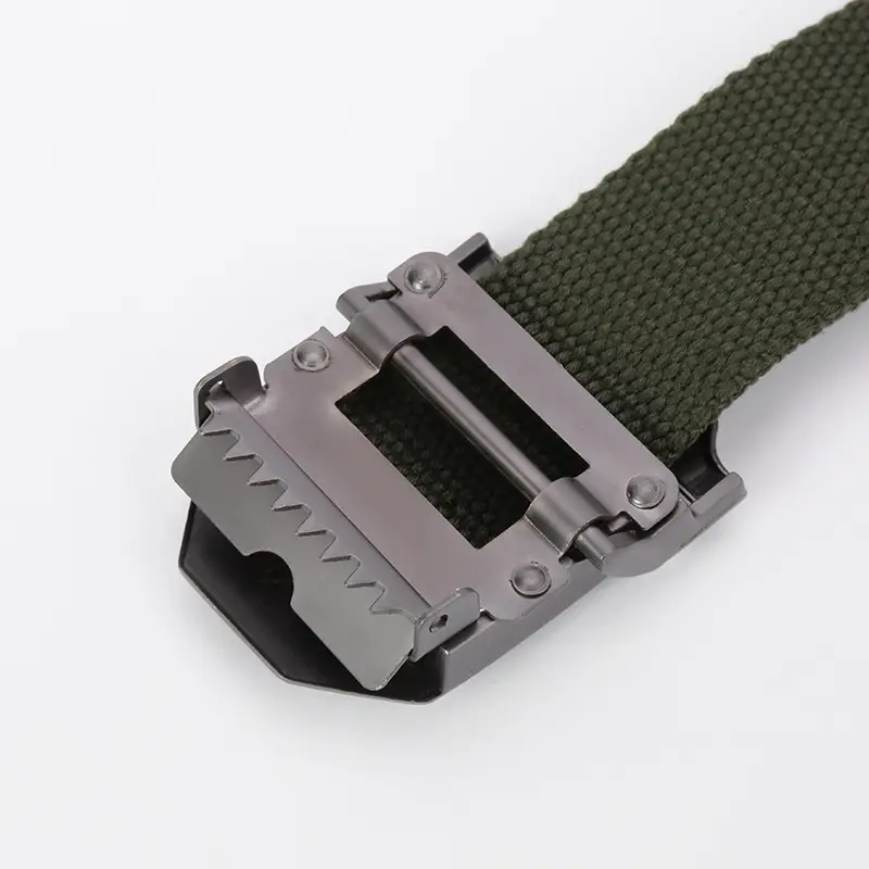 Men Canvas Tactical Belt Black 110cm Outdoor