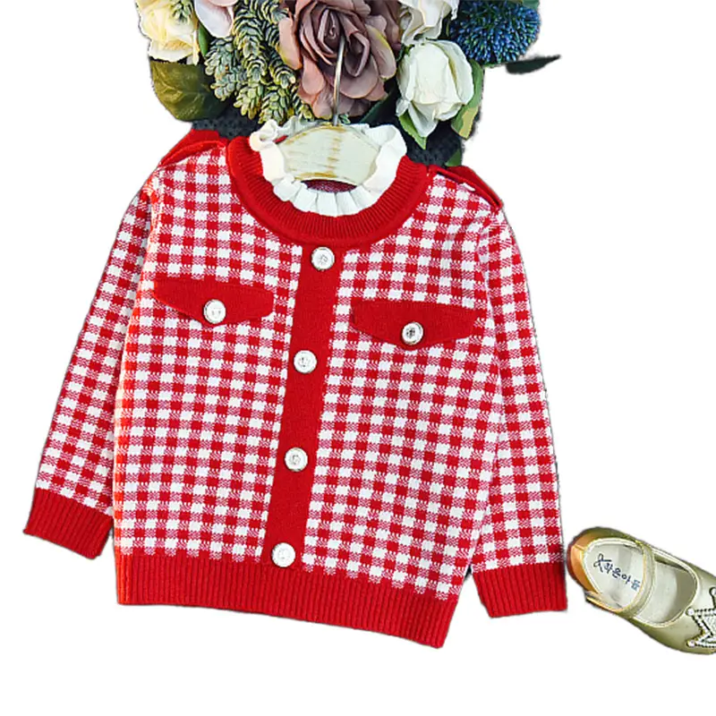 Girls Plaid Knit Two-Piece Dress Autumn Winter