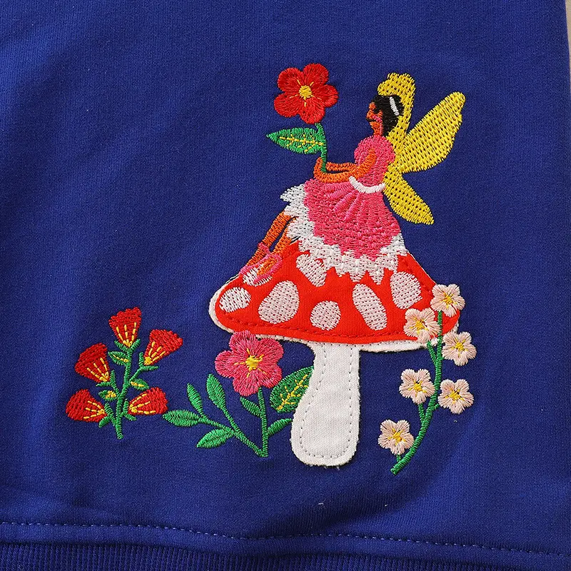 Girls Embroidered Unicorn Sweater Blue Long Sleeve Autumn