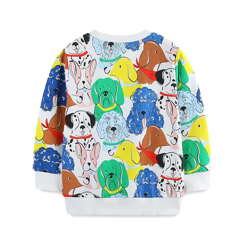 Kids Cartoon Dog Print Long Sleeve Sweater Autumn
