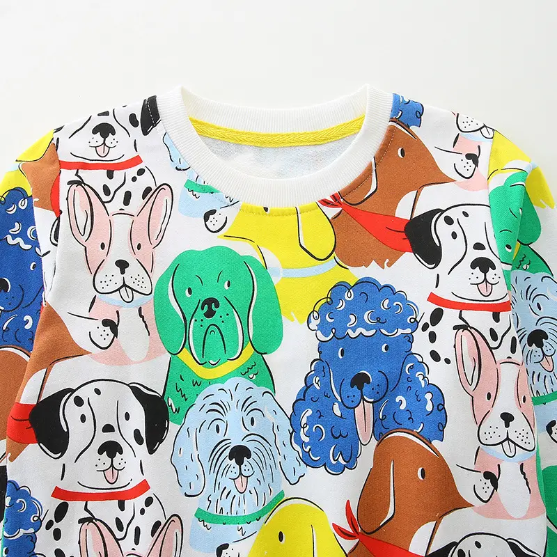 Kids Cartoon Dog Print Long Sleeve Sweater Autumn
