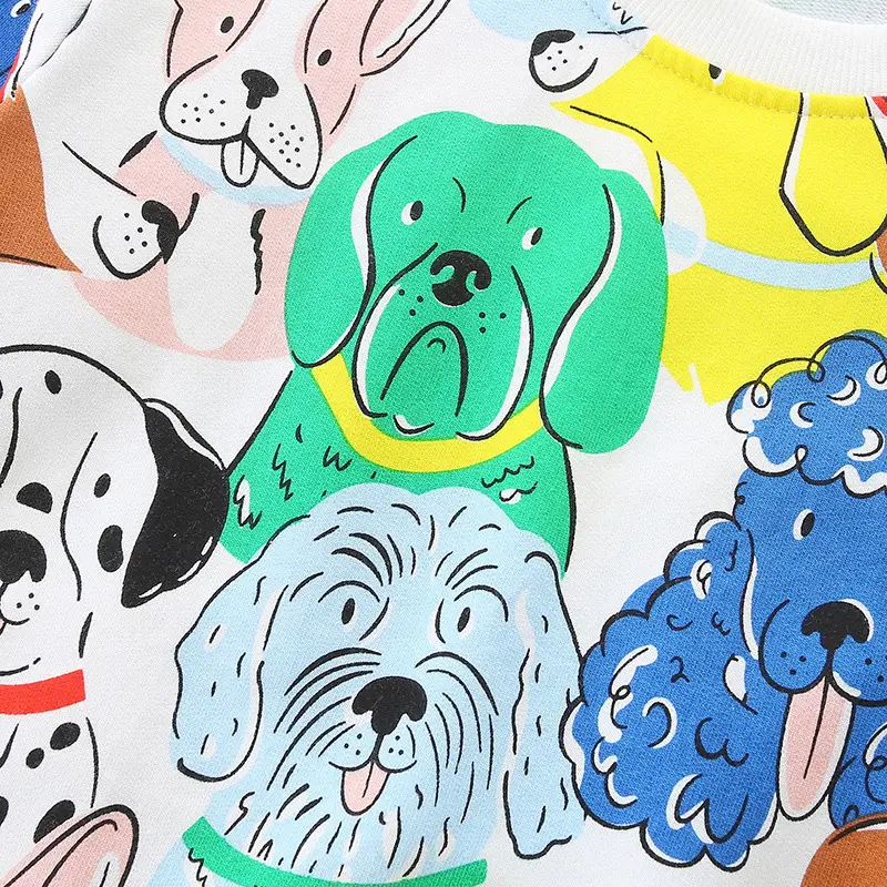 Kids Cartoon Dog Print Long Sleeve Sweater Autumn