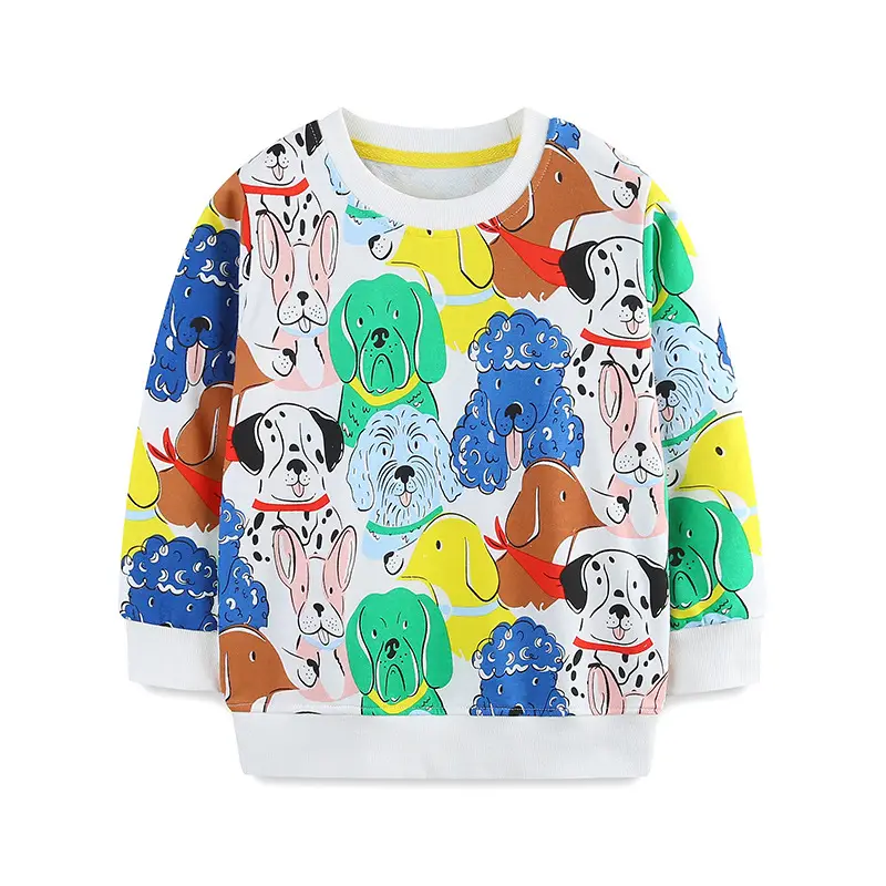 Kids Cartoon Dog Print Long Sleeve Sweater Autumn