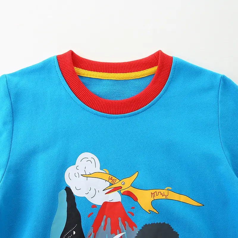 Blue Printed Kids Sweatshirt Autumn Cotton Boys Top